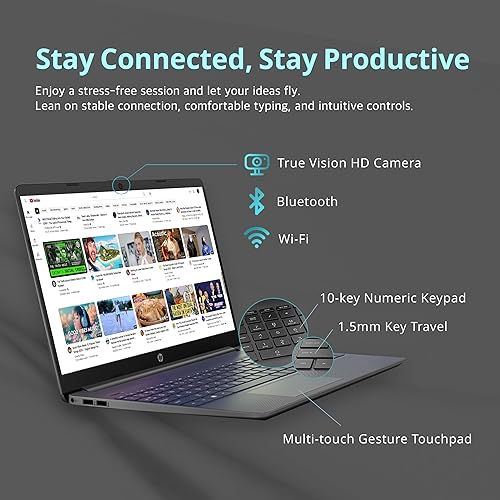 Miniatura 4 de HP Portátil FHD de 15.6 pulgadas, Intel i3-1215U, 8 GB de RAM, SSD de 128 GB, gráficos Intel UHD, cámara web HD, Numpad, Wi-Fi 6, Bluetooth, gris,