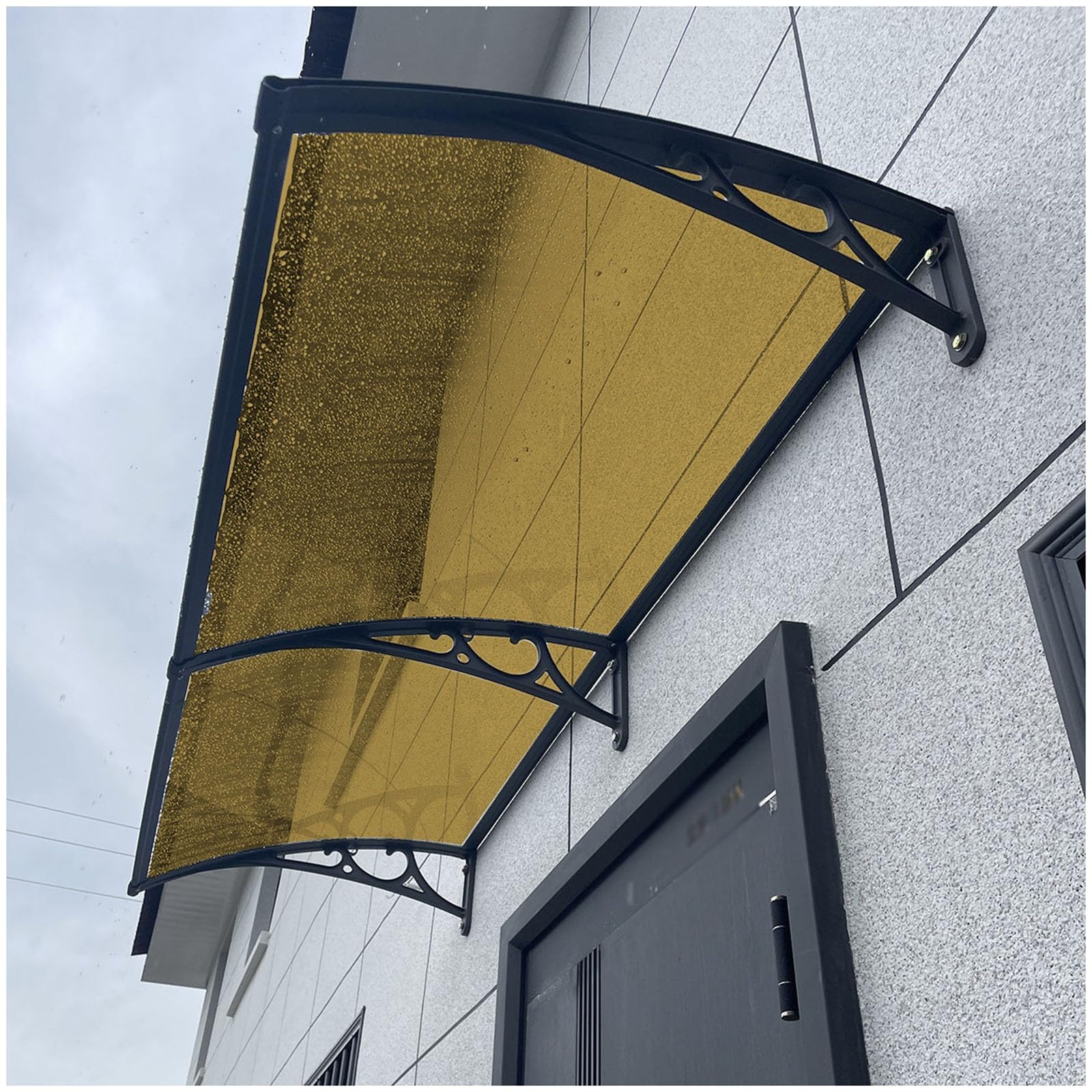 Toldo para puerta marrón de 39x118 pulgadas con soportes de aluminio para exterior