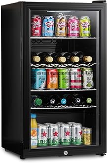 Super85 LED - Under-Counter Fridge | 85L Beer, Wine & Drinks Fridge | LED Light + Lock and Key | Energy Efficient (Black, 85L)…