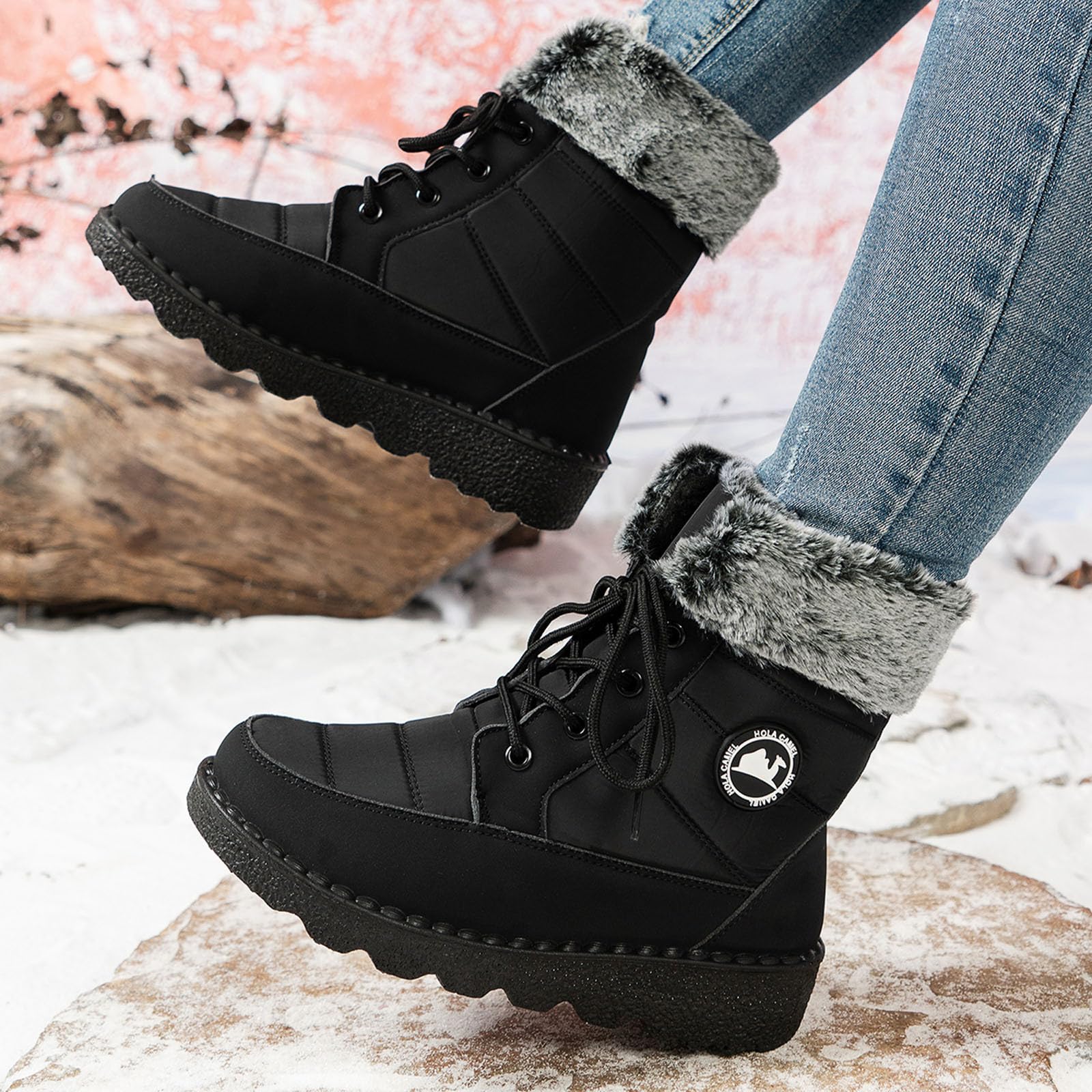 Apres Ski Femme Bottes De Neige Botte Hiver Imperméable Bottines Boots Fourrées Apres-Ski Chaussure Bottine Botas Chaussures Glacia Barefoot Grand Froid Fourrée D'hiver Chaude Randonnée Après-Ski