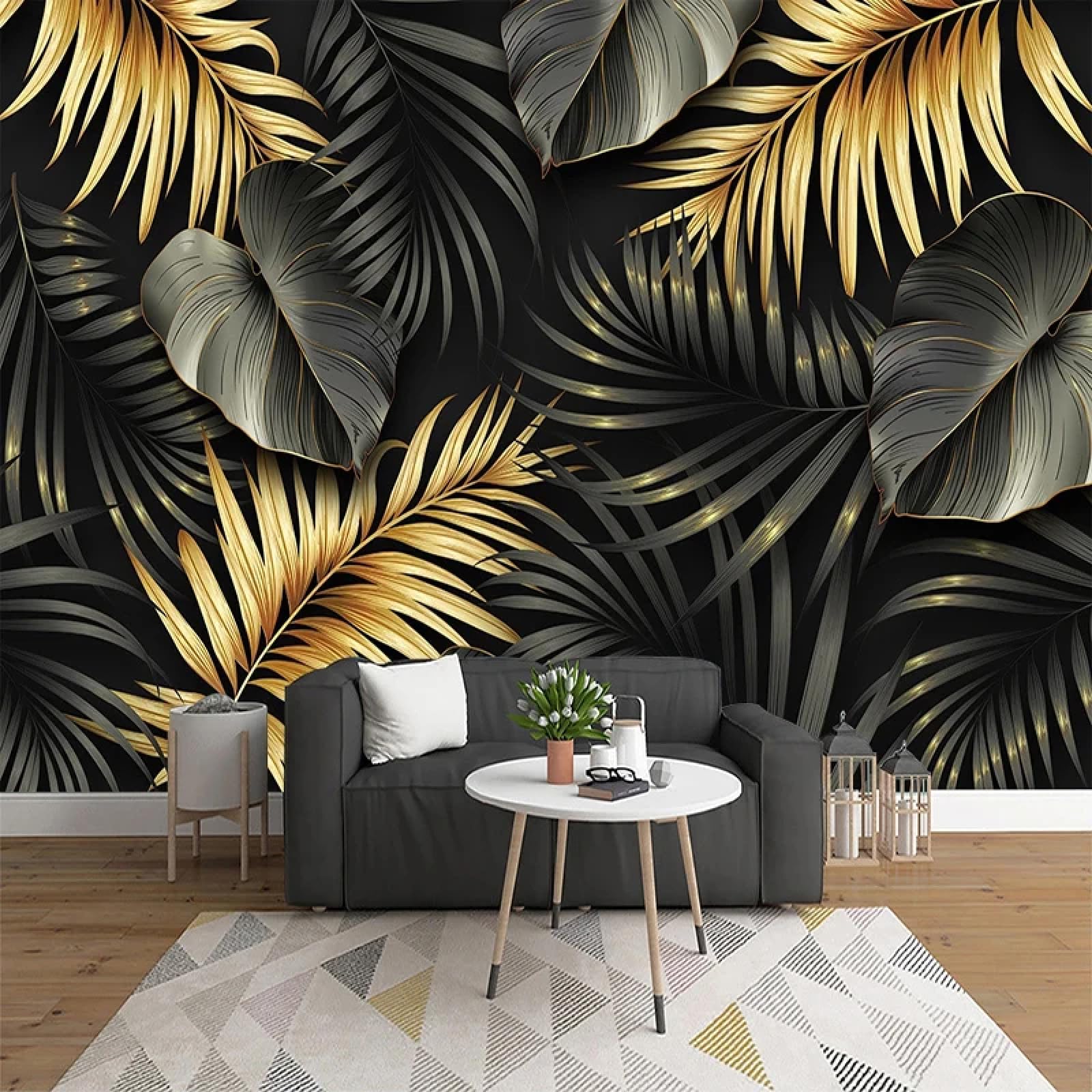 KoKoty 3D Photo Wallpaper Mural Photo Premium Art Print Nordic Hand Drawn Tropical Plant leaves-200 x 100 cm-Wall Mural Photo Wallpaper Kids Bedroom Decoration