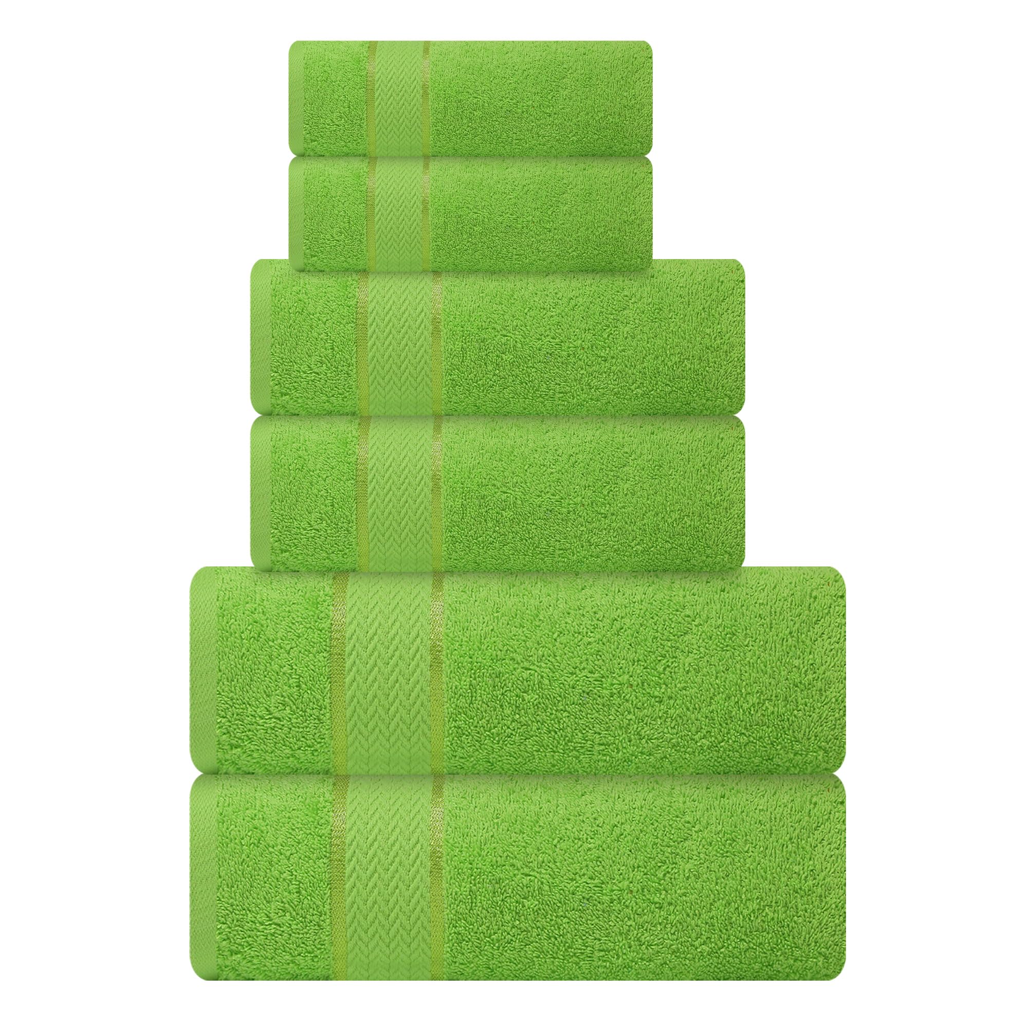 CRAFTBERRY Bath Towels Set-100% Cotton-2 Towels, 2 Hand & Washcloths-Large, Quick Dry, Absorbent, Soft Plush-Home, Spa, Hotel, Pool, Shower -6 Piece Luxury Bathroom - Parrot Green