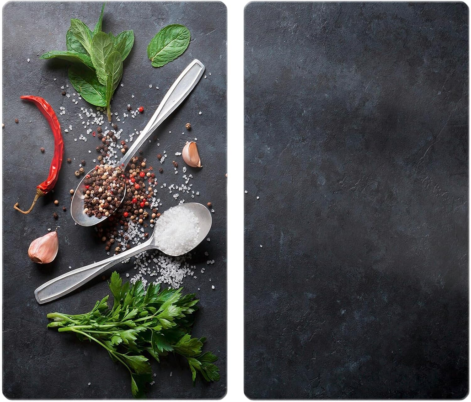 Allstar Basil Set of 2 Tempered Glass Hob Covers for Ceramic or Induction Hobs, 30 x 0.7 x 52 cm, Multi-Coloured