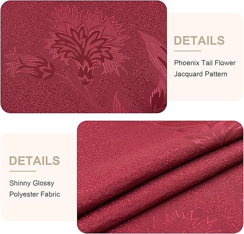 Miniatura 5 de Wolkemer Mantel ovalado de jacquard con estampado de hojas de campo y damasco, color vino tinto, estampado floral, para cenas, cocina, 60 x 84