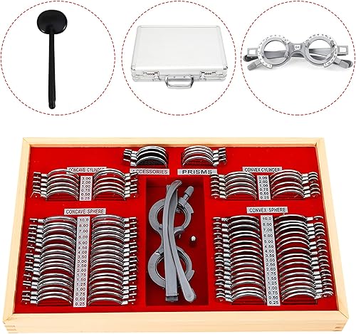 Vista 3 de YIYIBYUS Juego de marco de lente de prueba óptica, gafas de prueba de ojos, optometría, juego de lentes ópticas, borde de metal, aluminio óptico