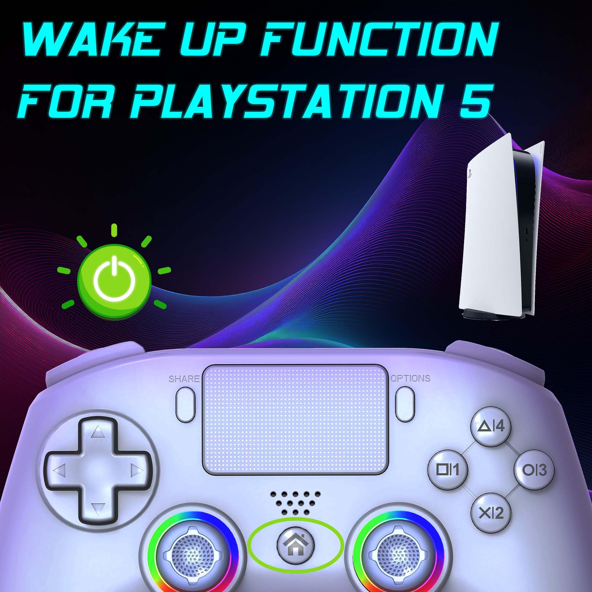 Subsonic - Mando Inalámbrico para PS5 y PC - Blanco | Ergonómico, LED RGB Programables, Vibración, Panel Táctil, Palancas Programables - Compatible PlayStation 5 y PC