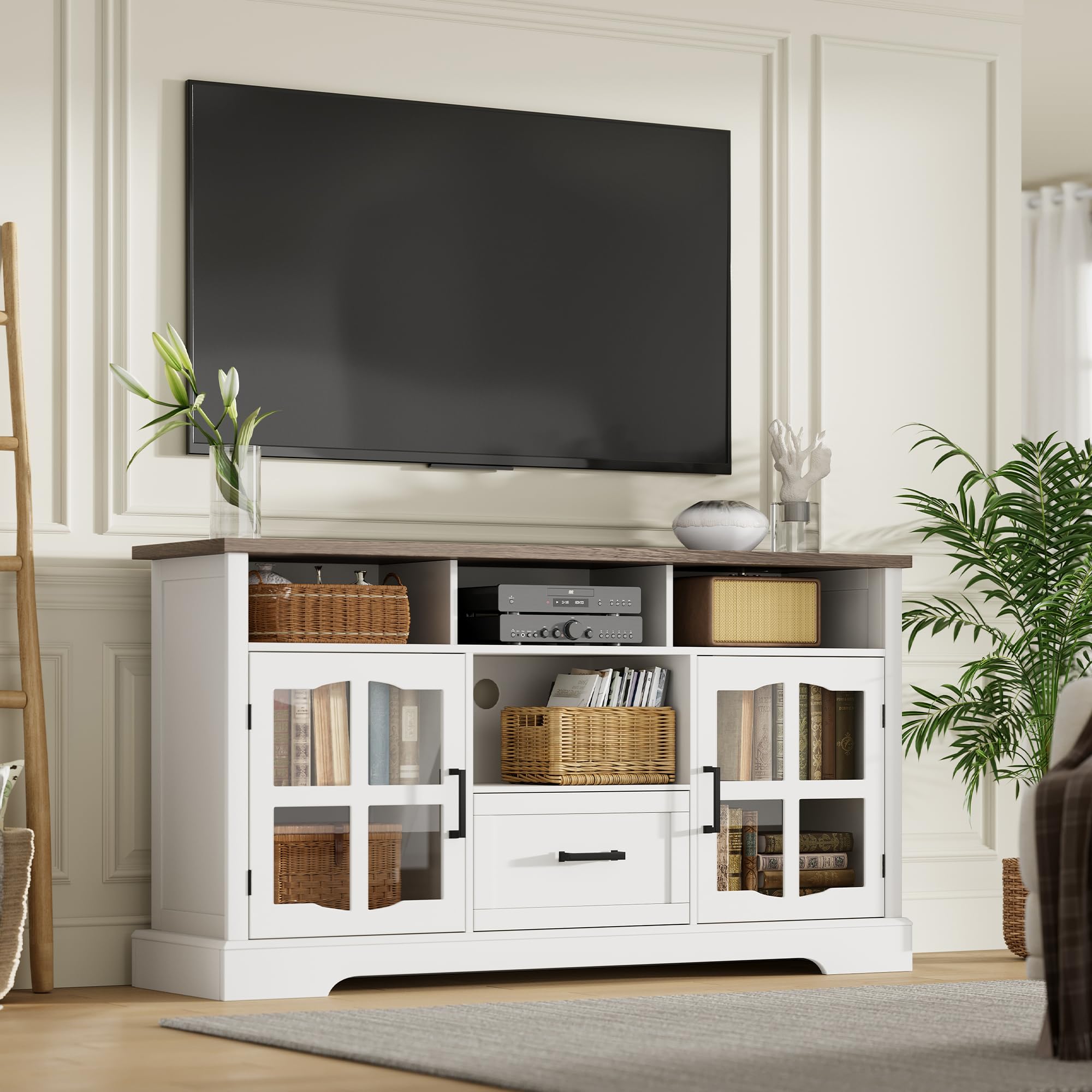 sho→boh Amazon.com: ChooChoo Farmhouse TV Stand for 75 Inch TV