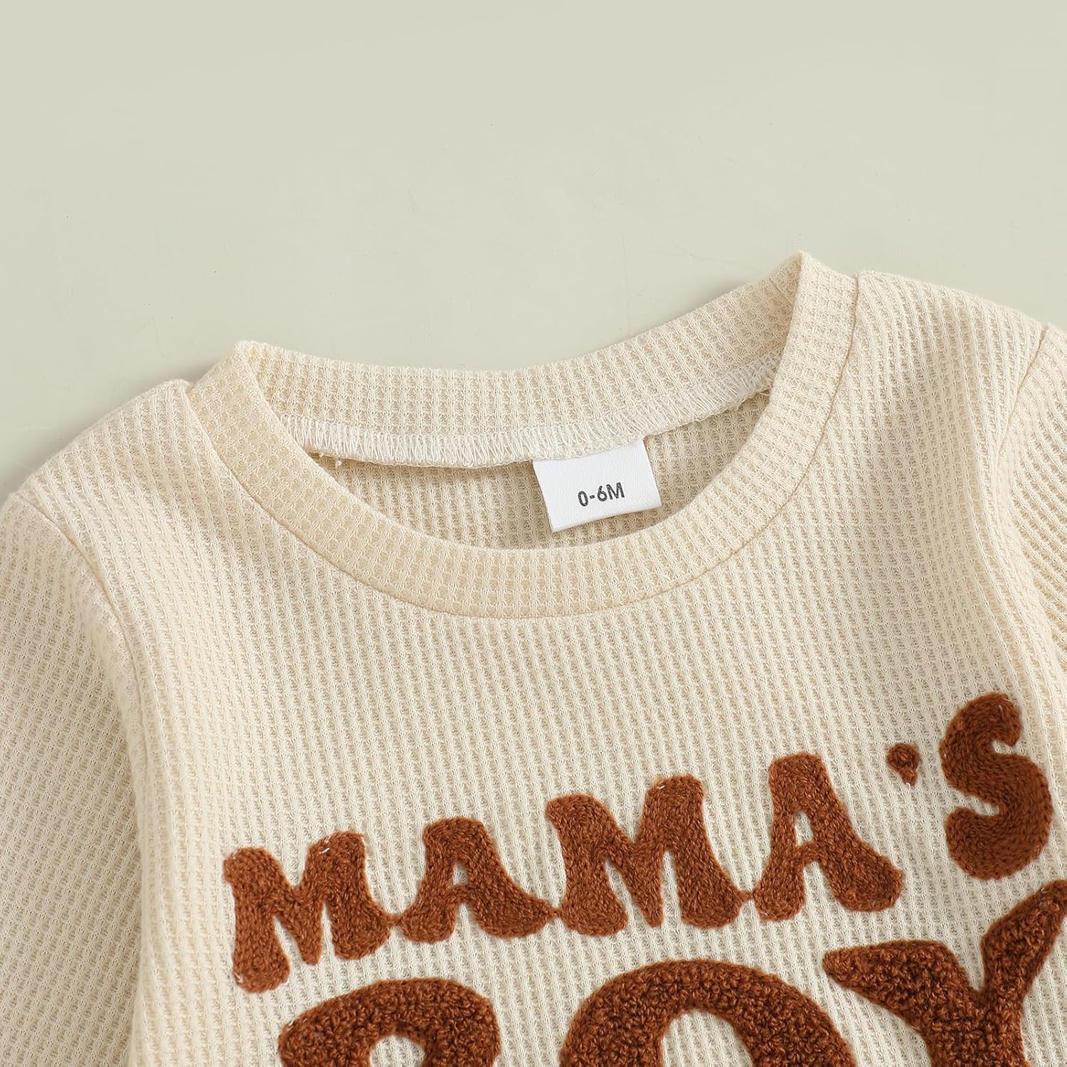 Sejardin Infant Fall Winter Outfit Waffle Baby Boy Clothes Letter Long Sleeve Sweatshirt and Stretch Pants 6 12 18 24M Set - Image 4