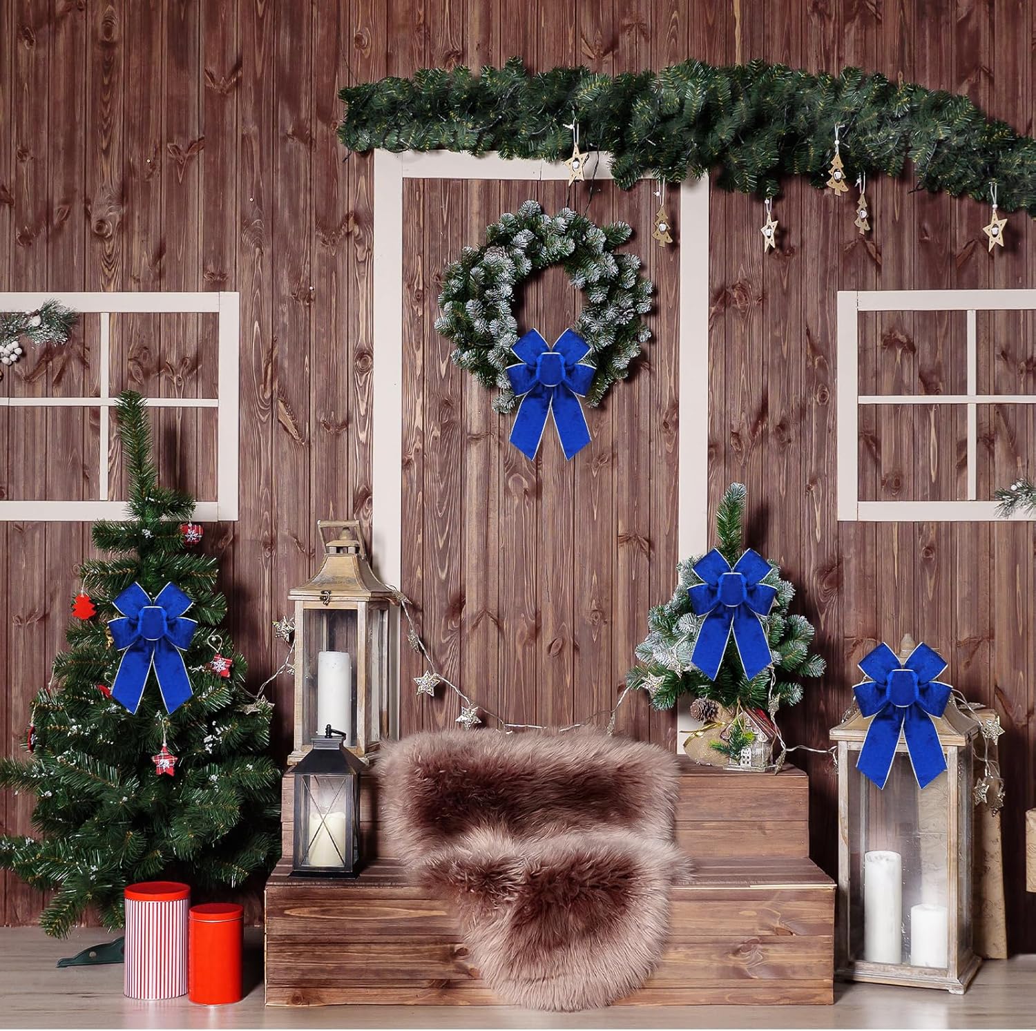 4pcs Christmas Wreath Bows, Blue Velvet Bow for Wreath Sliver Edged Xmas Crafts Decorative Ornament Bow for Indoor Outdoor Christmas Wedding Holiday Party Decorations - Image 4