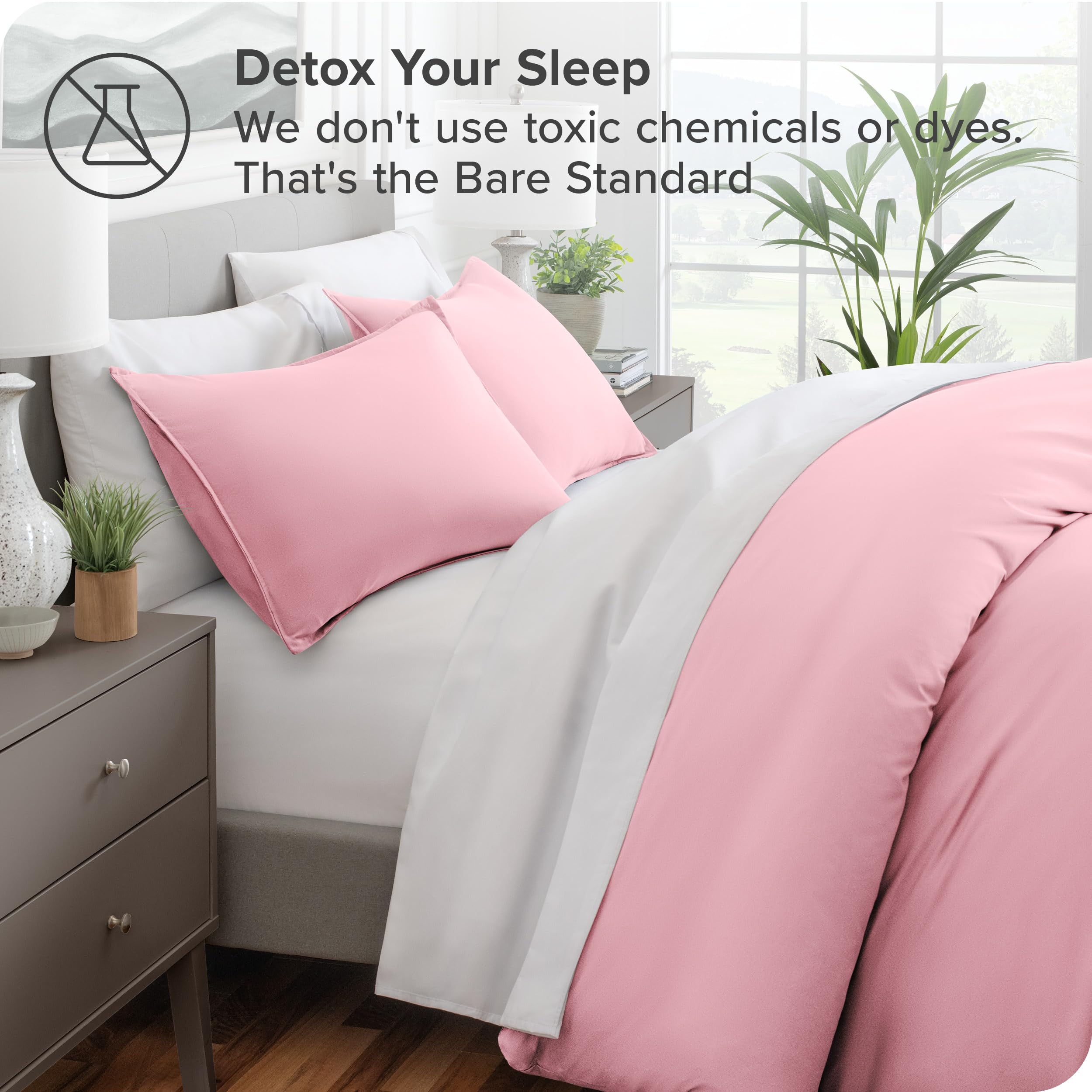 Bare Home Premium 1800 Ultra-Soft Duvet Set, Single Size, Lightweight, Cooling, Bed Duvet Cover with 1 Pillowcase (Single - Image 4