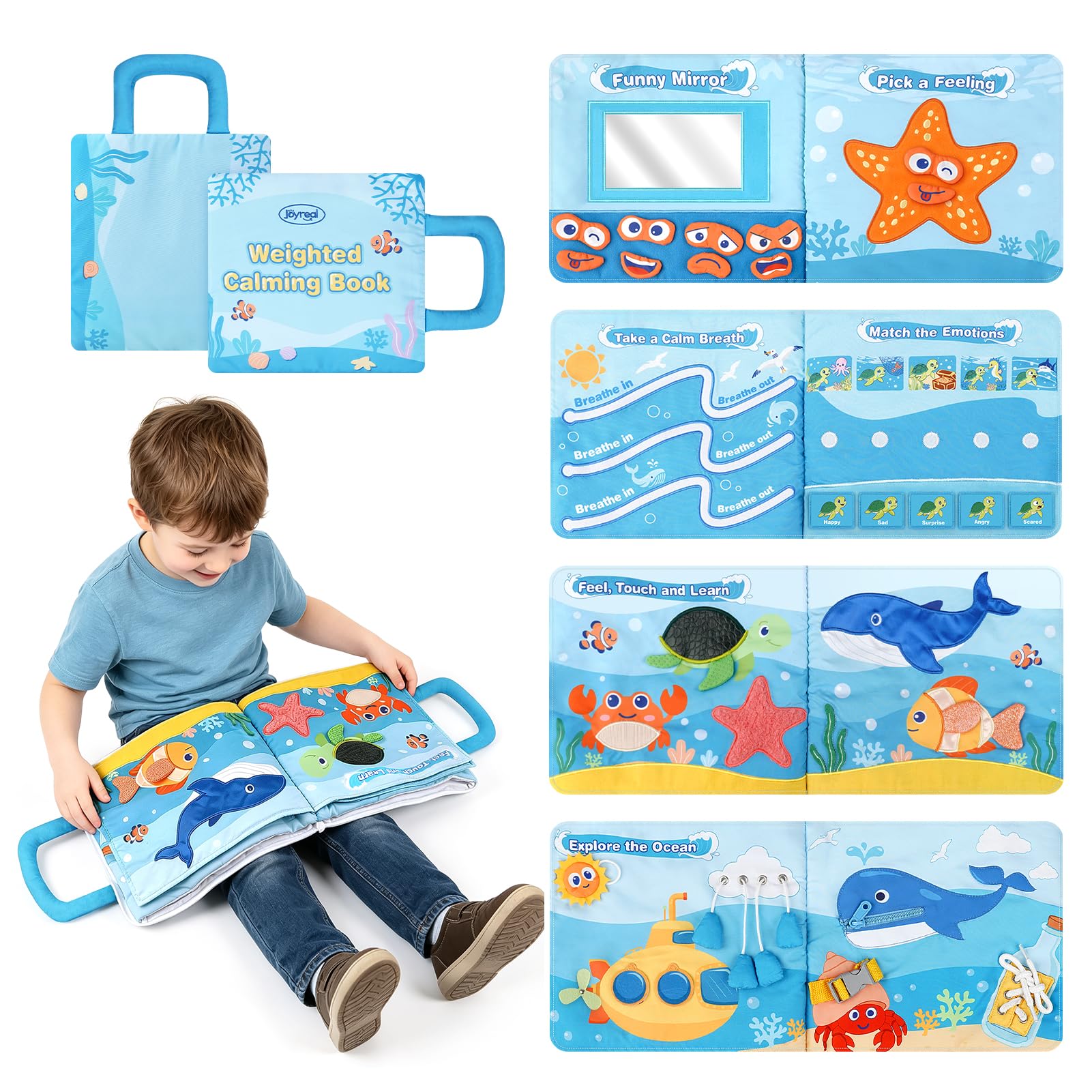 Weighted Calming Book Autism Sensory Equipment Weighted Lap Sensory Toys for Autism Sensory Room Emotional Regulation/Breathe Training/Fine Motor Skills, Educational Travel Toy for Calming Corner