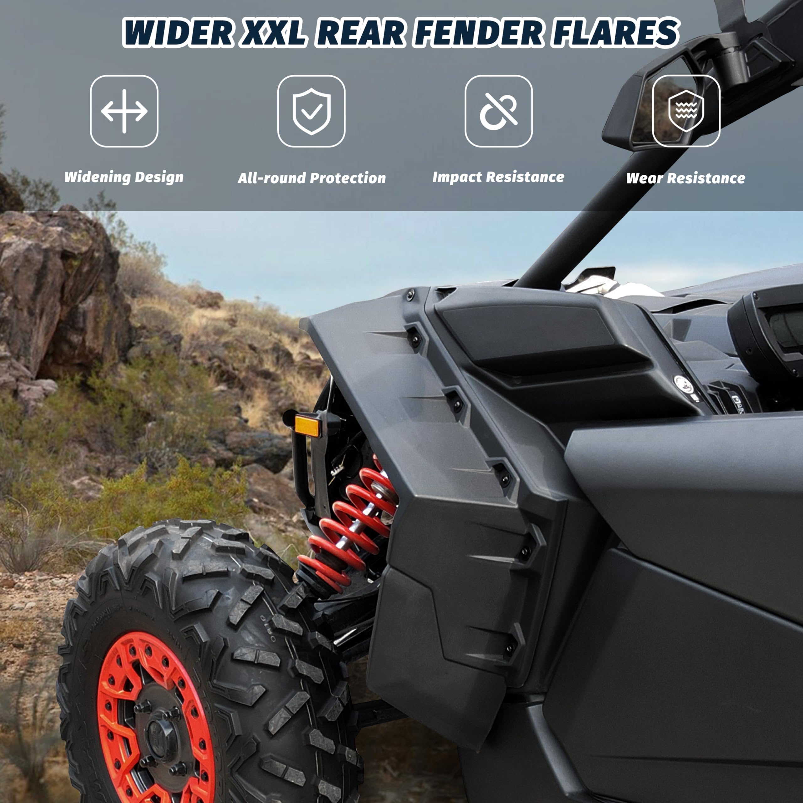 KIWI MASTER Parafanghi Allargati In HDPE Per Yamaha Wolverine RMAX4 1000 (2021-2024) – Kit Anteriore E Posteriore
