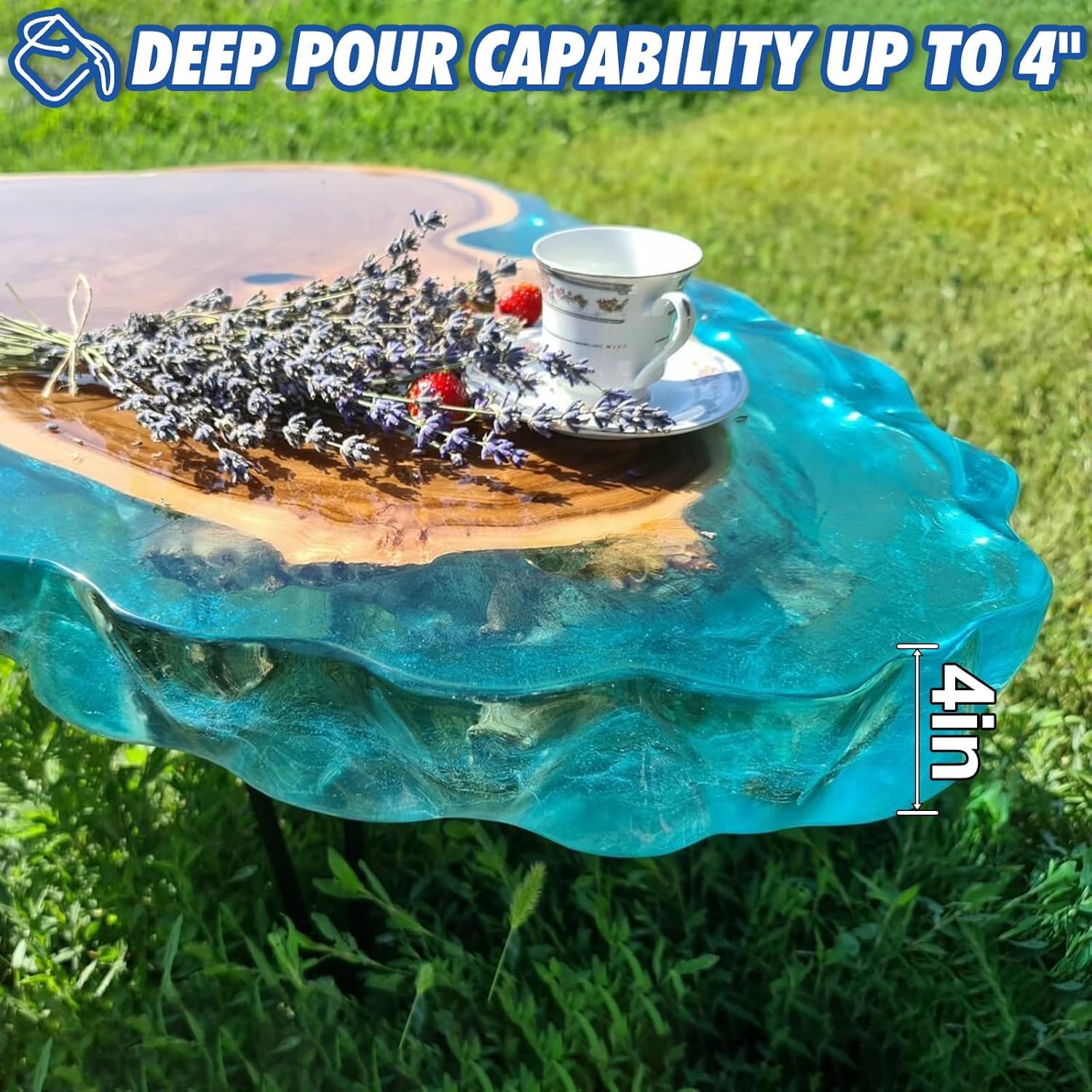 SANAAA Résine époxy à coulée profonde, 10 cm de profondeur 2:1, haute brillance et transparente, résine époxy sans bulles pour table Craft River, remplissage de bois, moulage de revêtement(1,5 kg)