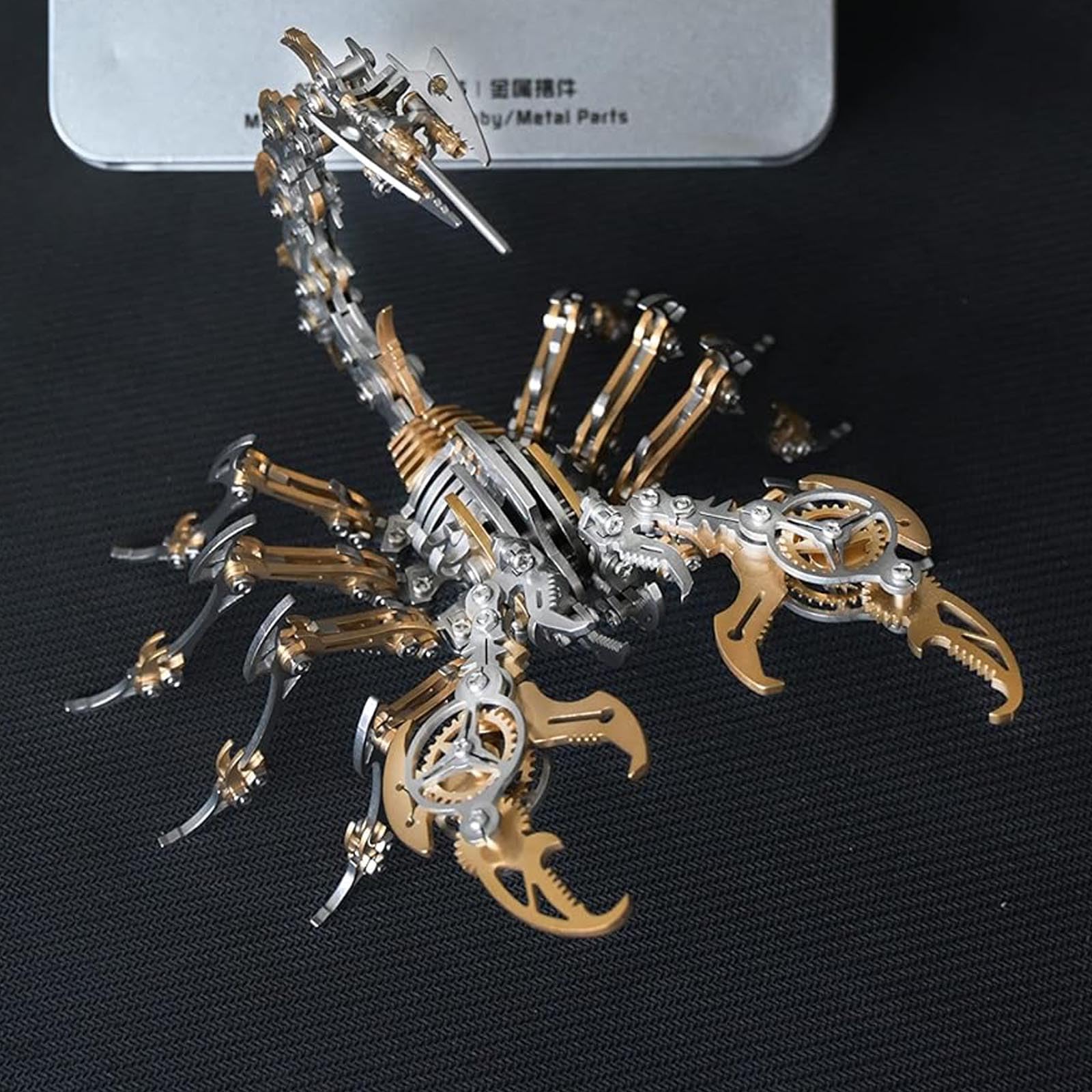 Metalowe puzzle 3D, kolorowe puzzle 3D, "zrób to sam", metalowe puzzle 3D, skorpion dla dorosłych, z zestawem narzędzi, metalowe puzzle, zestaw modelarski, zabawka na biurko, prezent (złote)