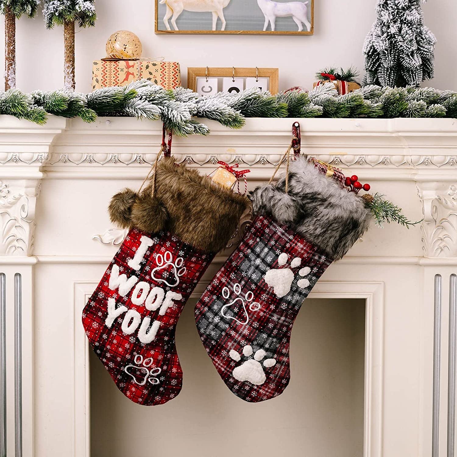 3 stuks kerstsokken om te vullen, kerstkous voor open haard, kerstsokken, gepersonaliseerd, kerstkabouter, kerstkous, grote kerststocking, hangende kerstsokken