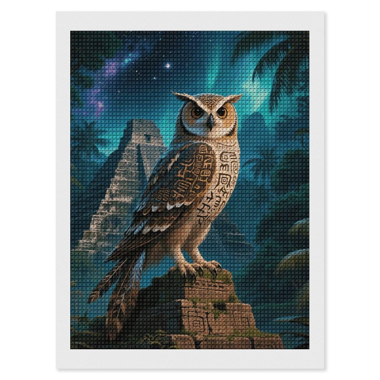 FodPand Maya Owl 5D Diamond Painting Kits for Adults Beginners Full Drill Square Diamond Dots Pictures Gem Art Supplies for Home Wall Room Decoration DIY Craft Set Gift 12X16