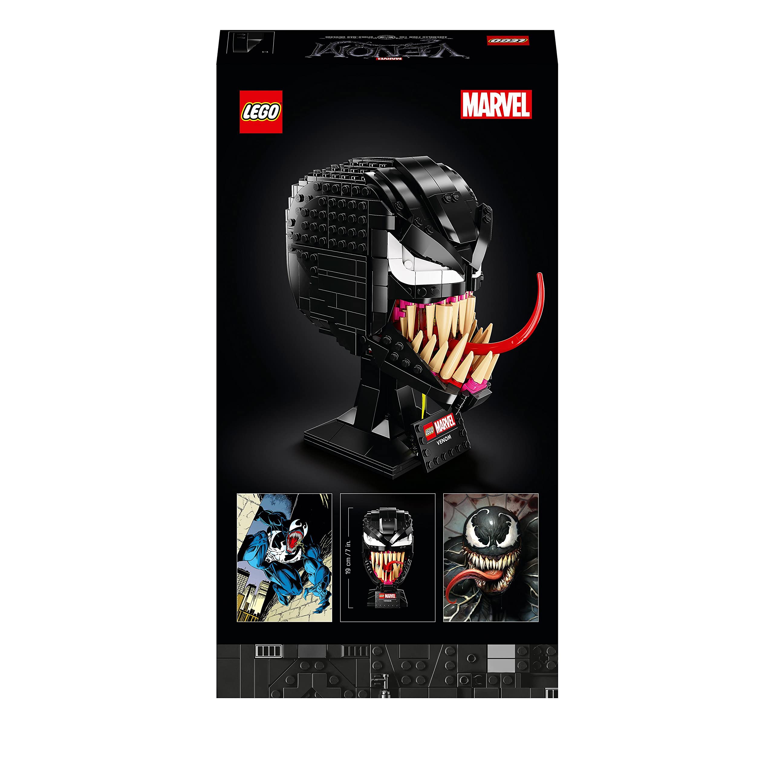 LEGO 76187 Marvel Spider-Man Venom, zestaw klocków konstrukcyjnych dla dorosłych fanów LEGO, model maski Venoma, pomysł na prezent dla fanów komiksów Marvela, mężczyzny, kobiety