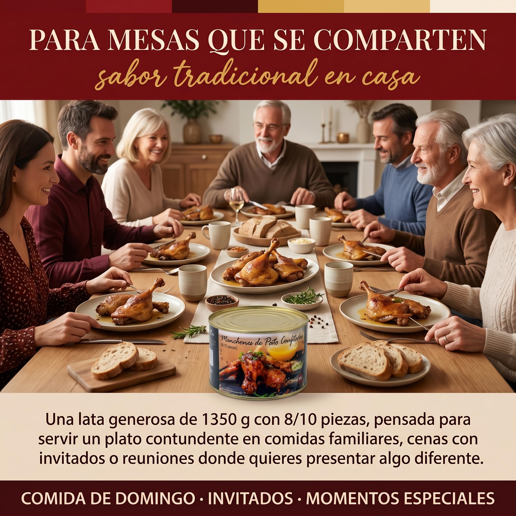 POLGRI Confit de Pato Manchones Lata 1350 g 8/10 Unidades Conserva Gourmet