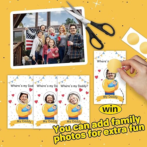 Miniatura 3 de COO PAPER PARTY Baby Shower Games - Juego de cartas para raspar  Who is The Baby's Daddy, juegos de género neutro, 36 tarjetas de rifa, actividad de