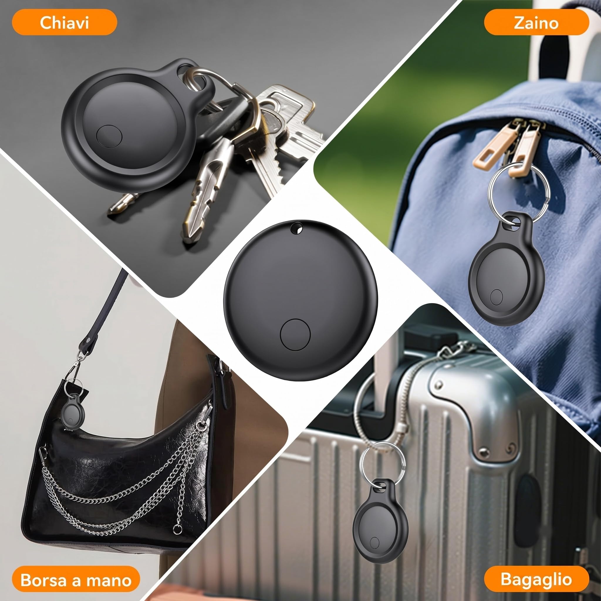 Localizzatore GPS per Auto Senza Abbonamento, GPS Tracker per Auto e Moto, Compatibile con iOS e Air Tracker Android, Mini Geolocalizzatore Magnetico Impermeabile per Veicoli, Bagagli，2*Nero