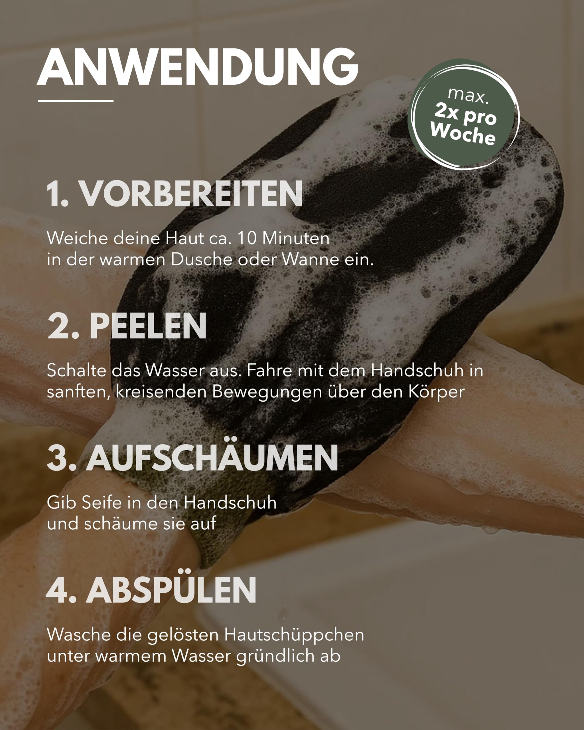 Hamam Peelinghandschuh I Wiederverwendbarer Duschhandschuh aus 100% Viskose I Effektives Peeling mit reichhaltigem Schaum für den Körper I Fördert die Durchblutung (Schwarz)