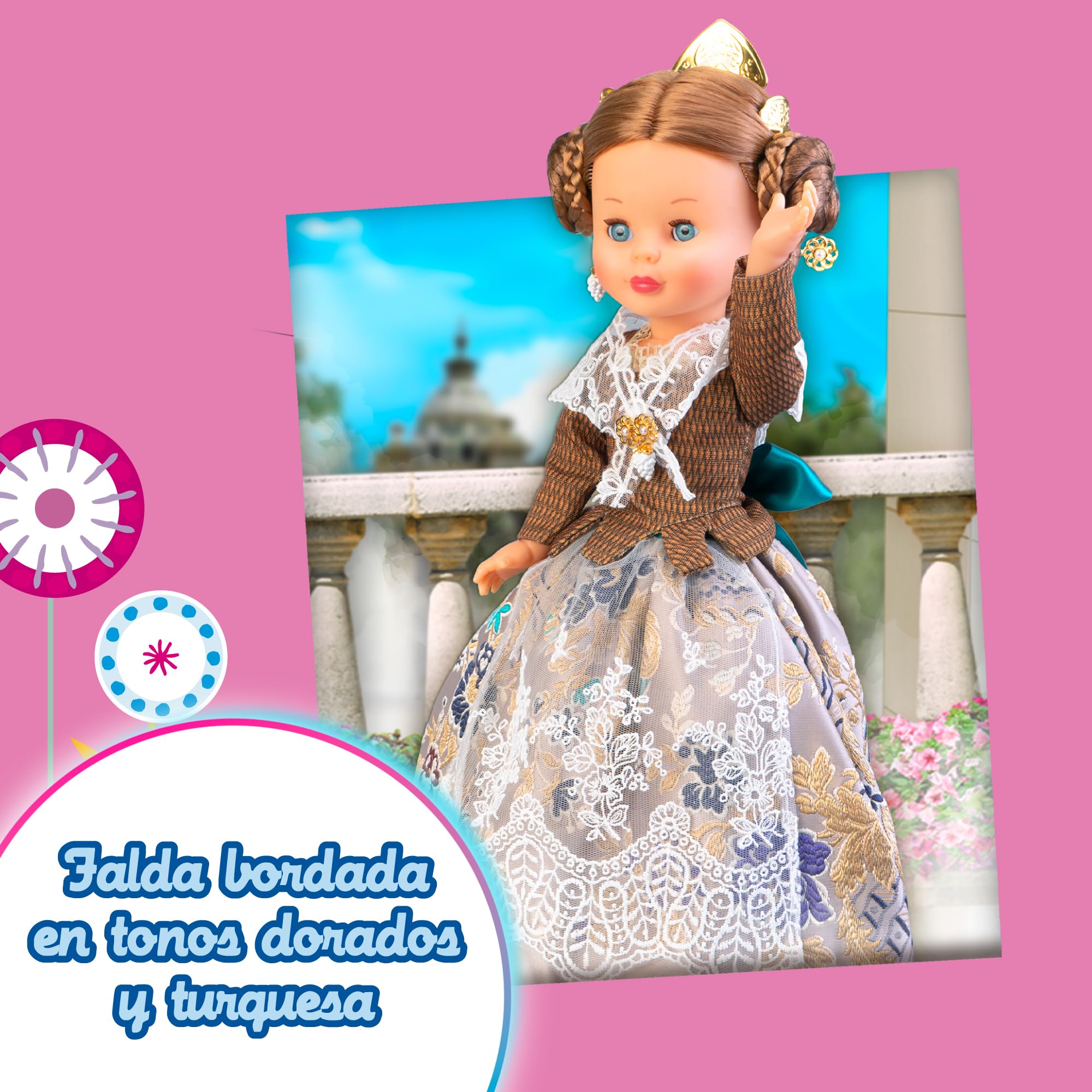 Nancy Collezione Fallera Edizione 2025, Bambola 42 cm, con Autentico Costume Regionale della Comunità Valenciana, Design e Accessori realizzati in Onore dei Fallas, Certificato Ufficiale, Famoso