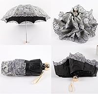 Vista 176 de Honeystore Sombrilla bordada con flor 3D plegable UV con encaje clásico