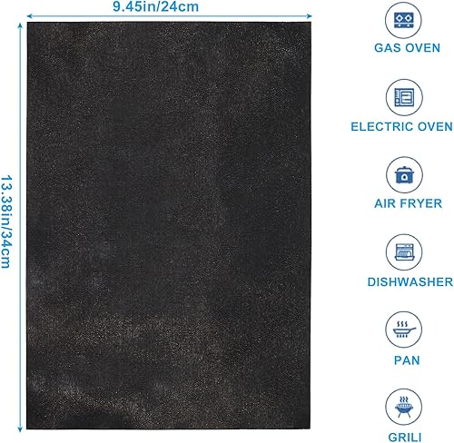 Miniatura 2 de 4 forros de horno para freidora de aire de 13.4 x 9.4 pulgadas para la parte inferior del horno, tapete reutilizable antiadherente resistente al