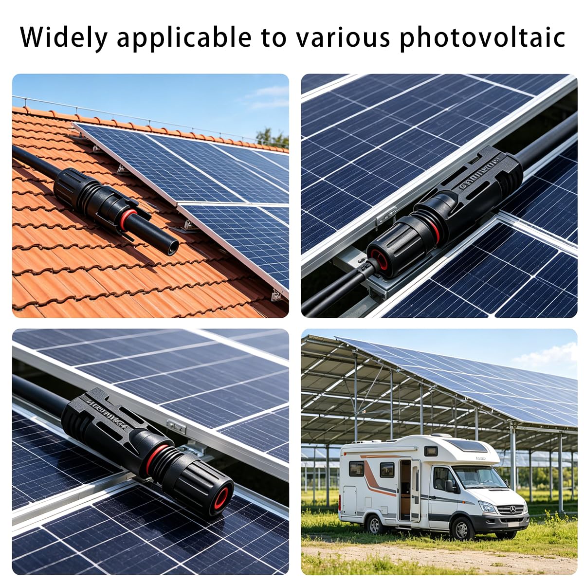 24 Paar Solarpanel-Stecker mit Crimpzange und Abisolierzange | 1000 V 30 A IP67 wasserdichte Solarstecker, 14–10 AWG MC4 Crimpzange für MC4-Steckverbinder Kit und Solarkabel