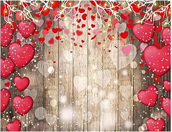 YYNXSY Vintage Rustic Wood Photography Backdrops Red Love Heart Valentines Day Photo Background Mothers Day Wedding Bridal Shower Wedding Anniversary Party 8X6FT YY-5012