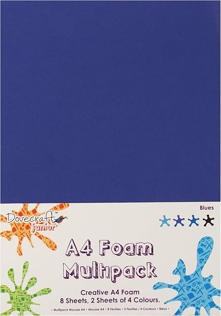 Trimcraft DCFM002 Dovecraft Essentials - A4 Creative Foam Sheets - Blue, 8 Pack