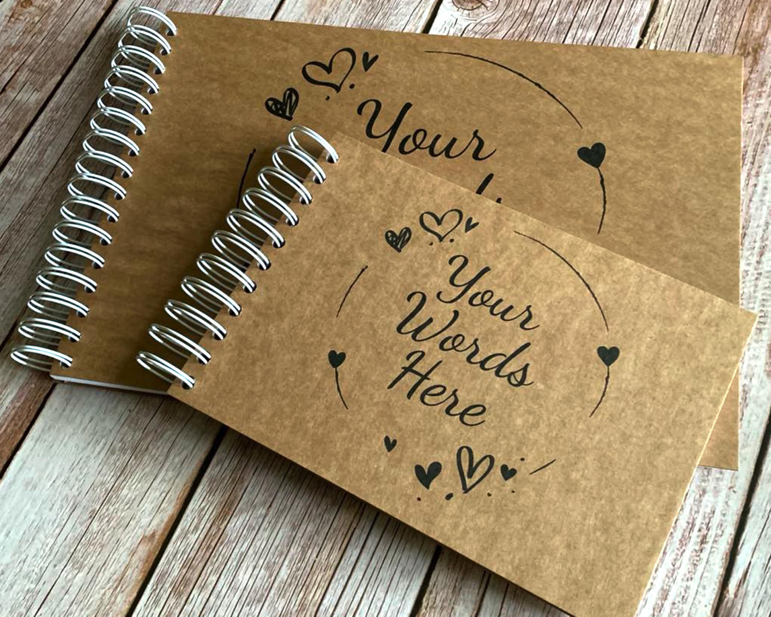 A3 A4 A5 Personalised Heart Border Scrapbook Photo Album, White Pages, Wire Binding, 60 Sides, Landscape, 200GSM Card (A4 (Landscape))