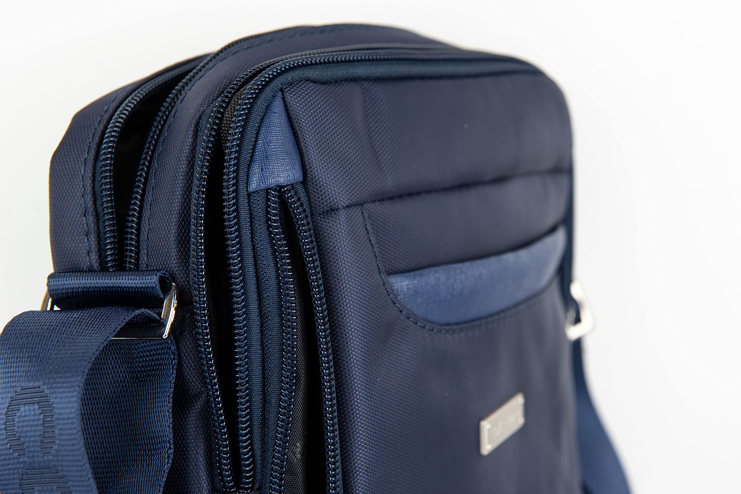 COVERI WORLD Borsello Uomo Impermeabile Tracolla Regolabile Porta Cellulare poliestere art CW1171 Blu 20x21x5 cm