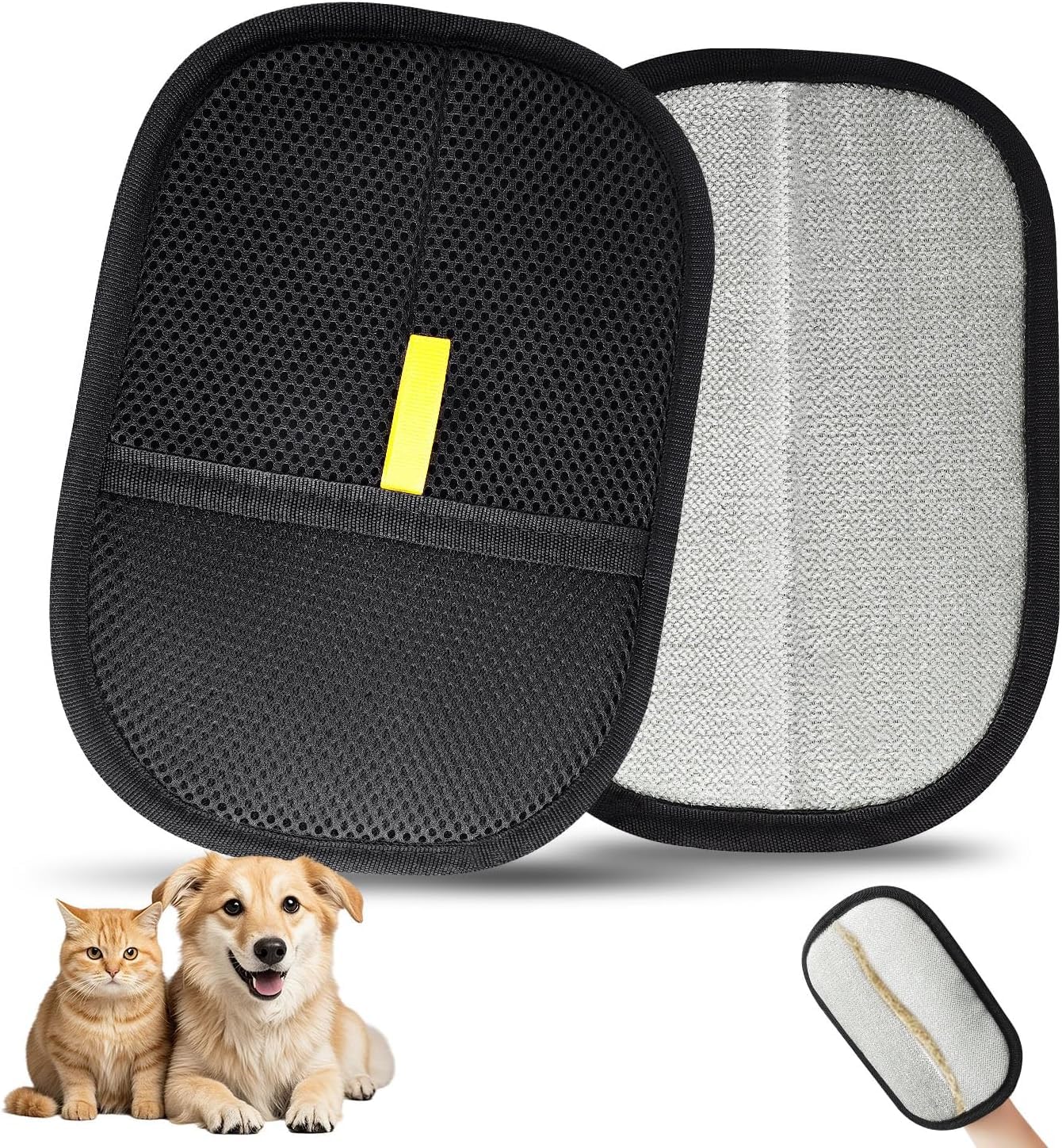 Pet Grooming Glove - Gentle Dog & Cat De-Shedding Glove - Hair Remover for Furniture, Clothes & Car