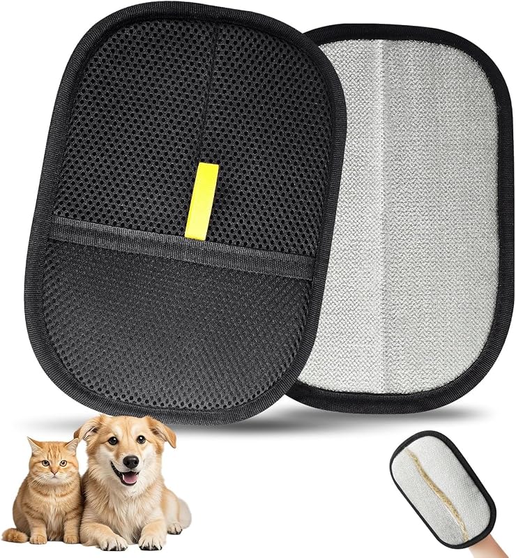 Luva Removedora de Pelos para Cães e Gatos Western Spices com Malha Respirável e Ajuste Regulável, Pacote com 2