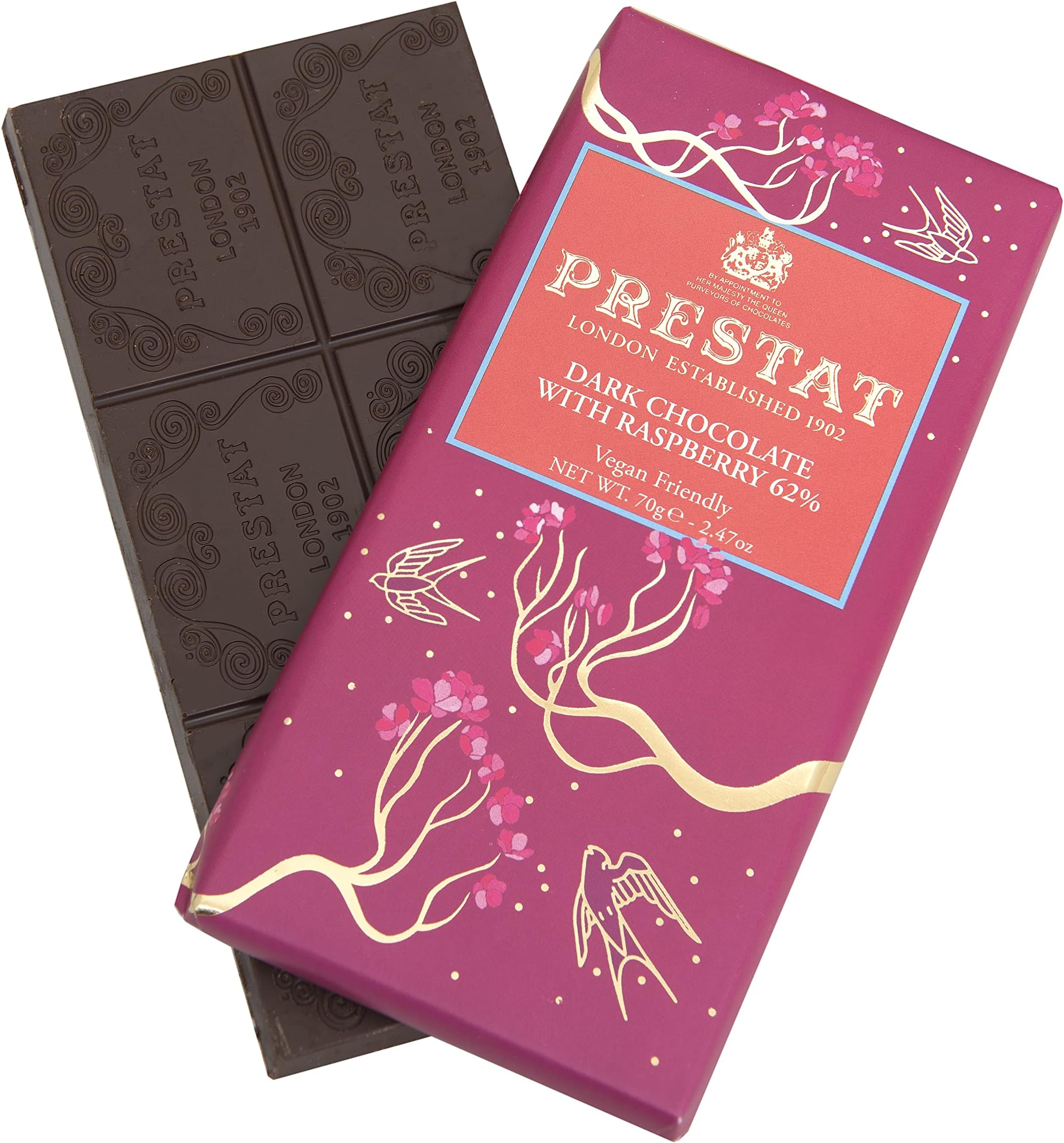 Prestat Dark Chocolate Raspberry Bar 70g
