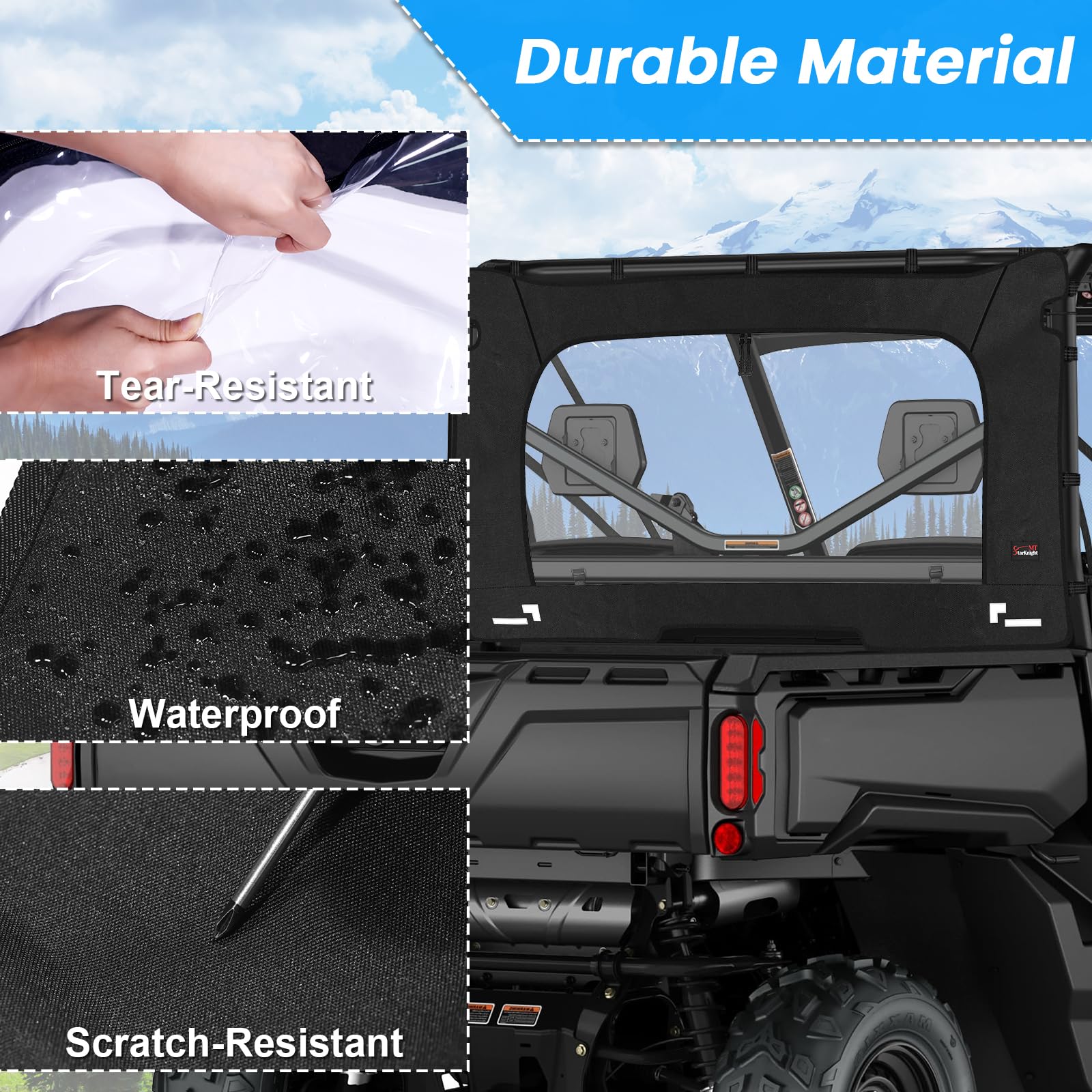 Utv Rear Windows UTV Rear Window With Sliding Vent StarknightMT Defender PC Rear Window ...