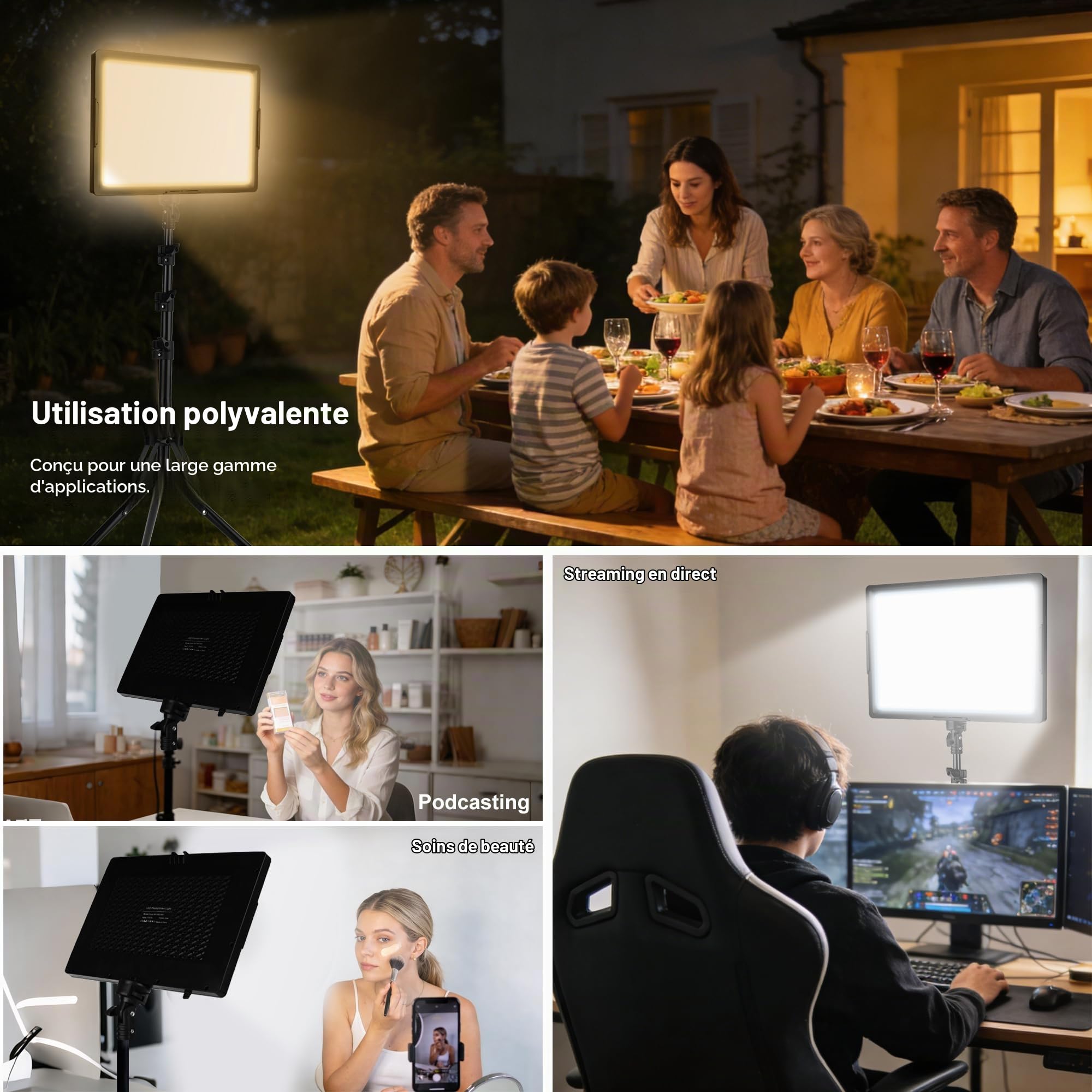 20W Lumière Photo et Vidéo LED 2-Pack, Ci-Fotto Dimmable Bi-Couleur Lampe Photographie, Kit d'éclairage Photographique 175cm 2800-6500K CRI 97+ 2000LM pour Studio,Youtube TikTok l'enregistrement Vidéo