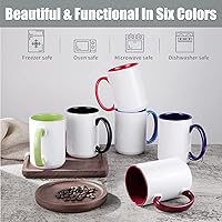 Vista 3 de TANGLONG Tazas de sublimación de 15 onzas, tazas de café a granel, tazas para sublimar, 6 colores surtidos, juego de 12