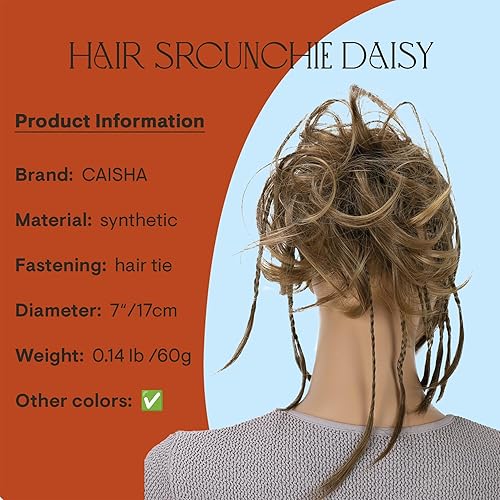 Miniatura 2 de CAISHA Prettyshop - Banda elástica grande XXL tipo postizo de cabello trenzado apenas ondulado, ideal para peinados recogidos o rodetes desaliñados,