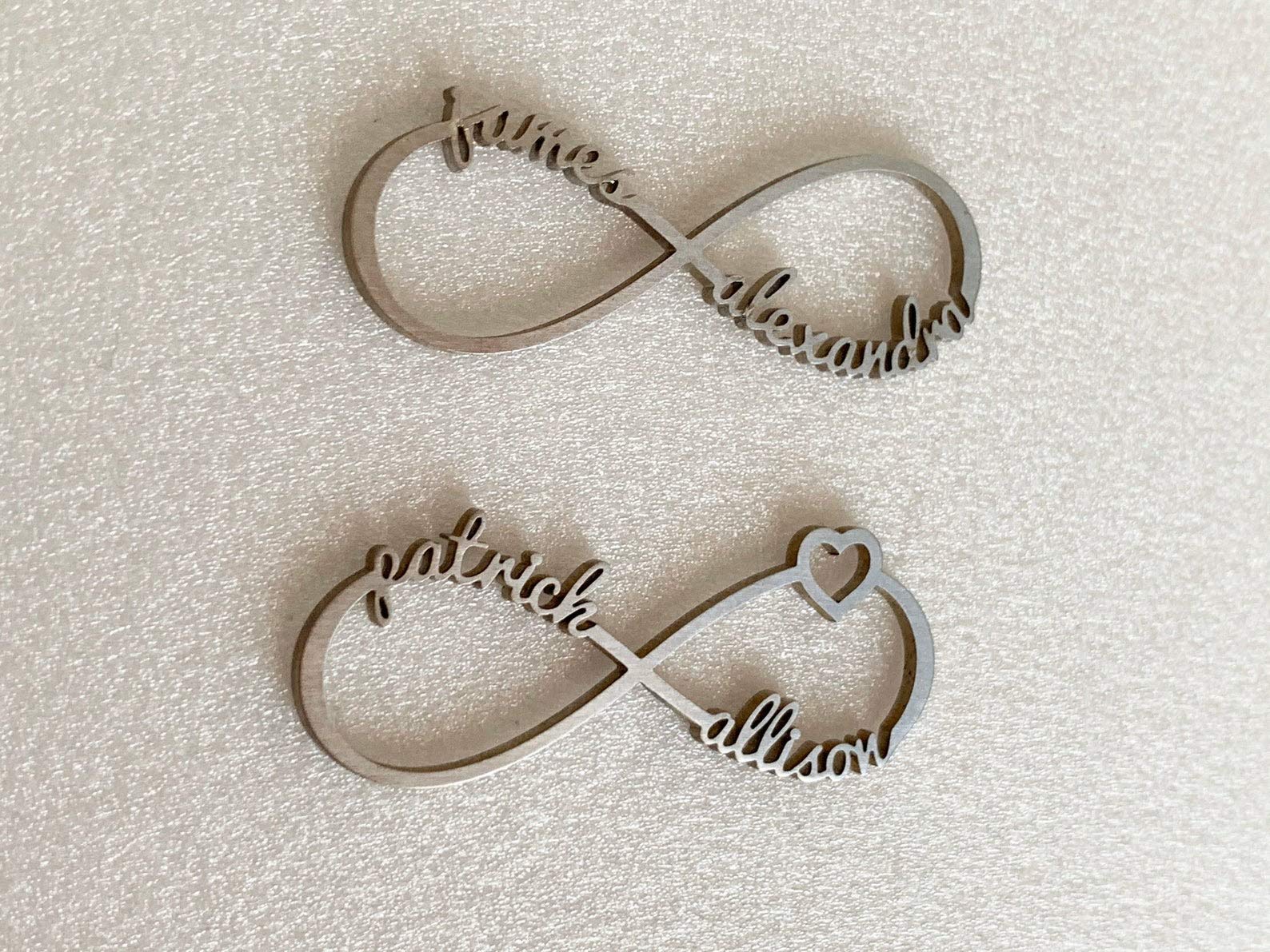 Pulsera Personalizada Infinito con Nombre, Acero Inoxidable | Hasta 4 Nombres, Cadena de Cuero, Corazón de Amor Hecho a Mano, Regalo San Valentín y Día de la Madre
