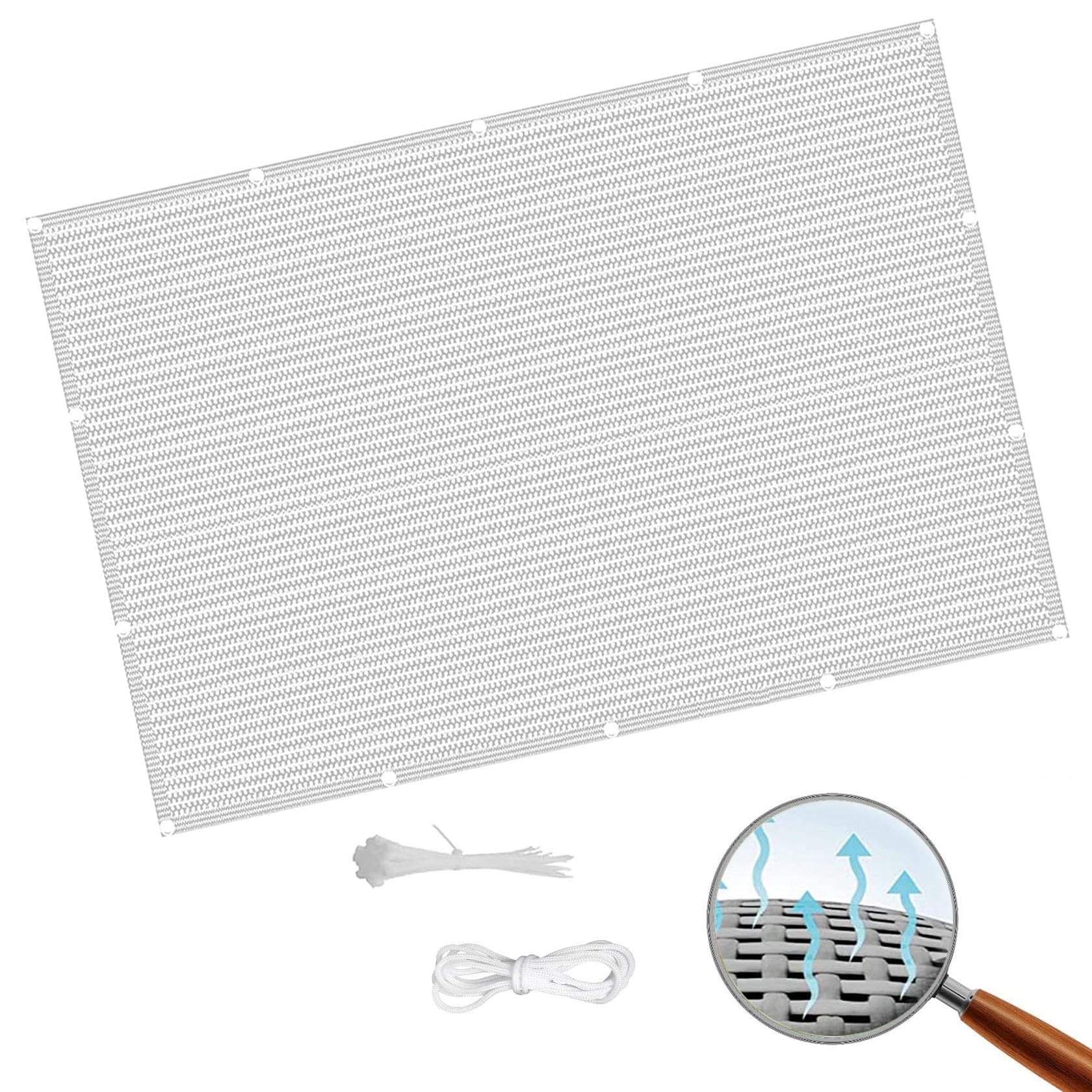 Voile d'ombrage carré 1.4x8m blanc en tissu HDPE perméable pour terrasse