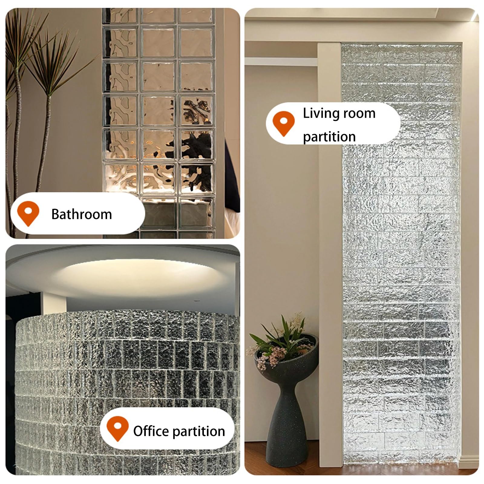 7.8 * 3.9 * 1.9in Glass Blocks ，Transparent Solid Glass Bricks，Decorative Partition Wall，for Room Divider Partition，Architectural Decoration，bar，Hotel(G)