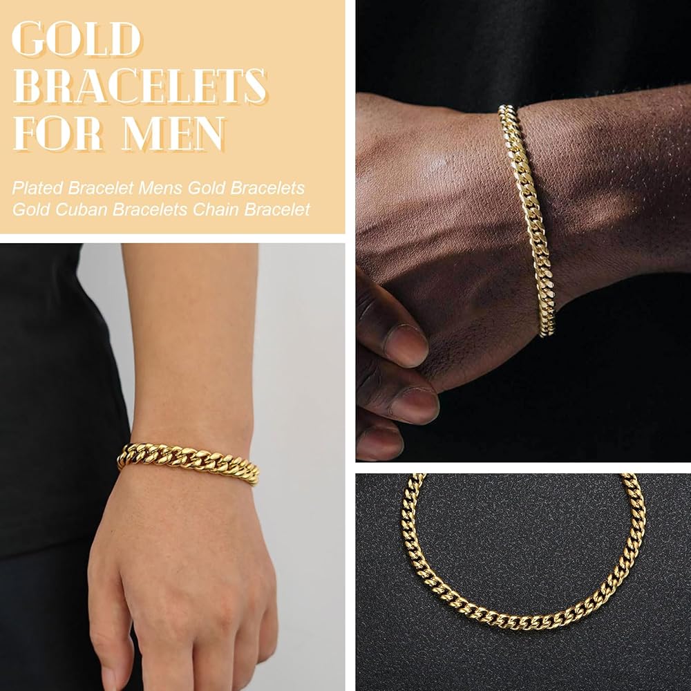 Amazon | 男性用ゴールドブレスレット 金メッキブレスレット メンズ