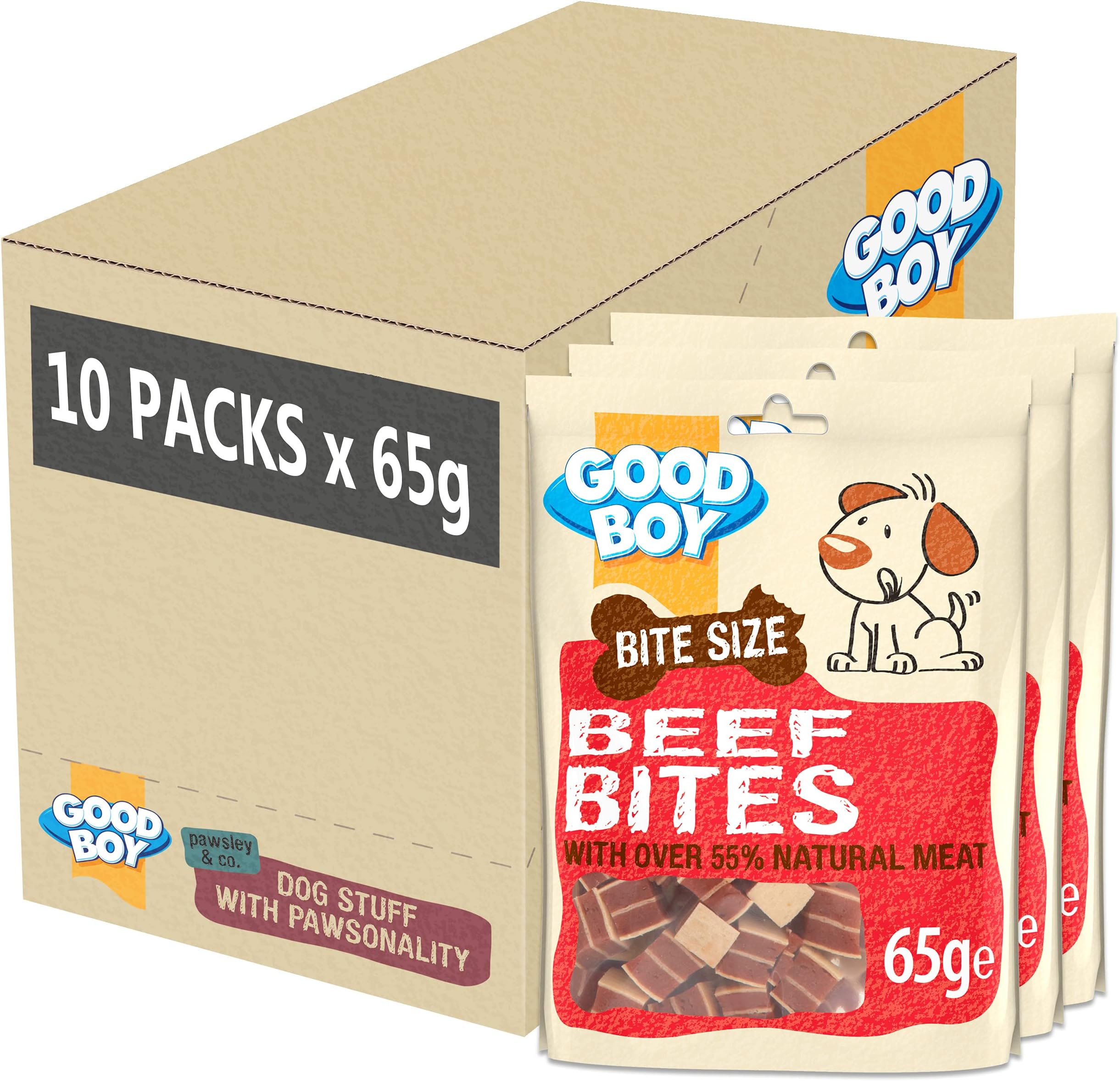 Good Boy Deli Bites Beef Dog Treats - 65g x 10 Packs (Case)