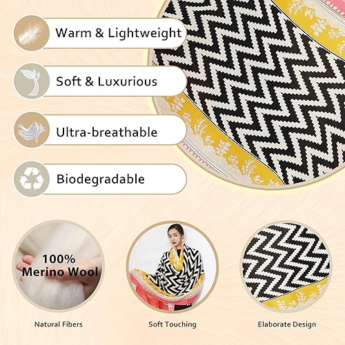 Miniatura 3 de DANA XU Manta de pashmina extragrande 100% de lana merina, bufanda de viaje, bufanda de cachemira para mujer, otoño e invierno, chal de gran tamaño