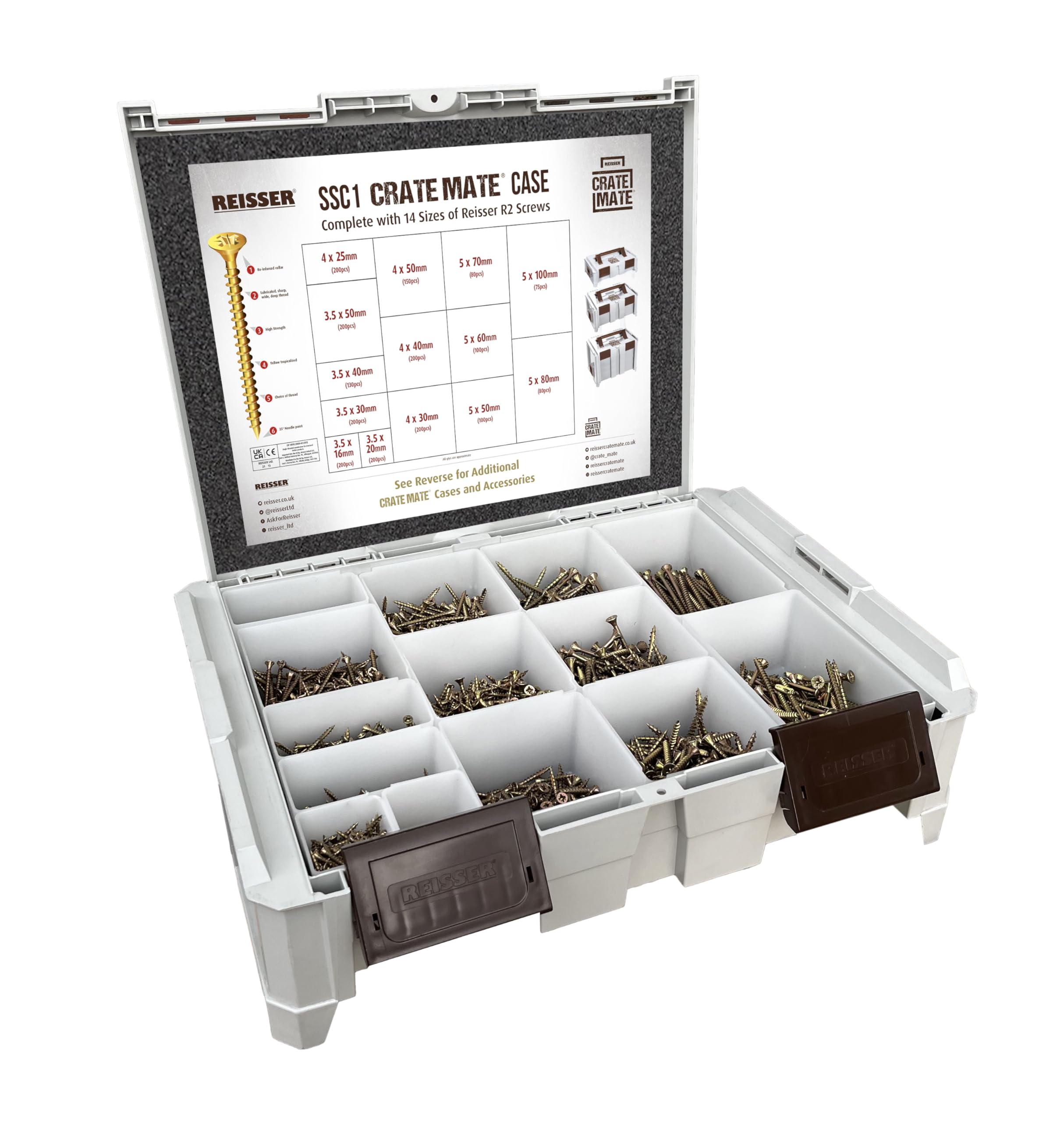 Reisser Crate Mate Grey Reisser R2 Wood Screw & Tool Storage System Crate Mate Small With 2115 Screw