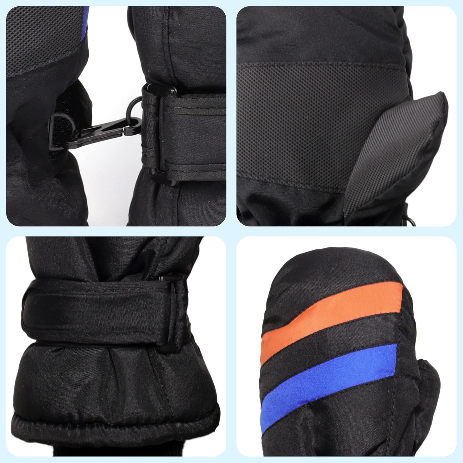 F Flammi Toddler Kids Snow Mittens with String Waterproof Ski Mittens Thinsulate Winter Gloves for Baby Girls Boys - Image 3