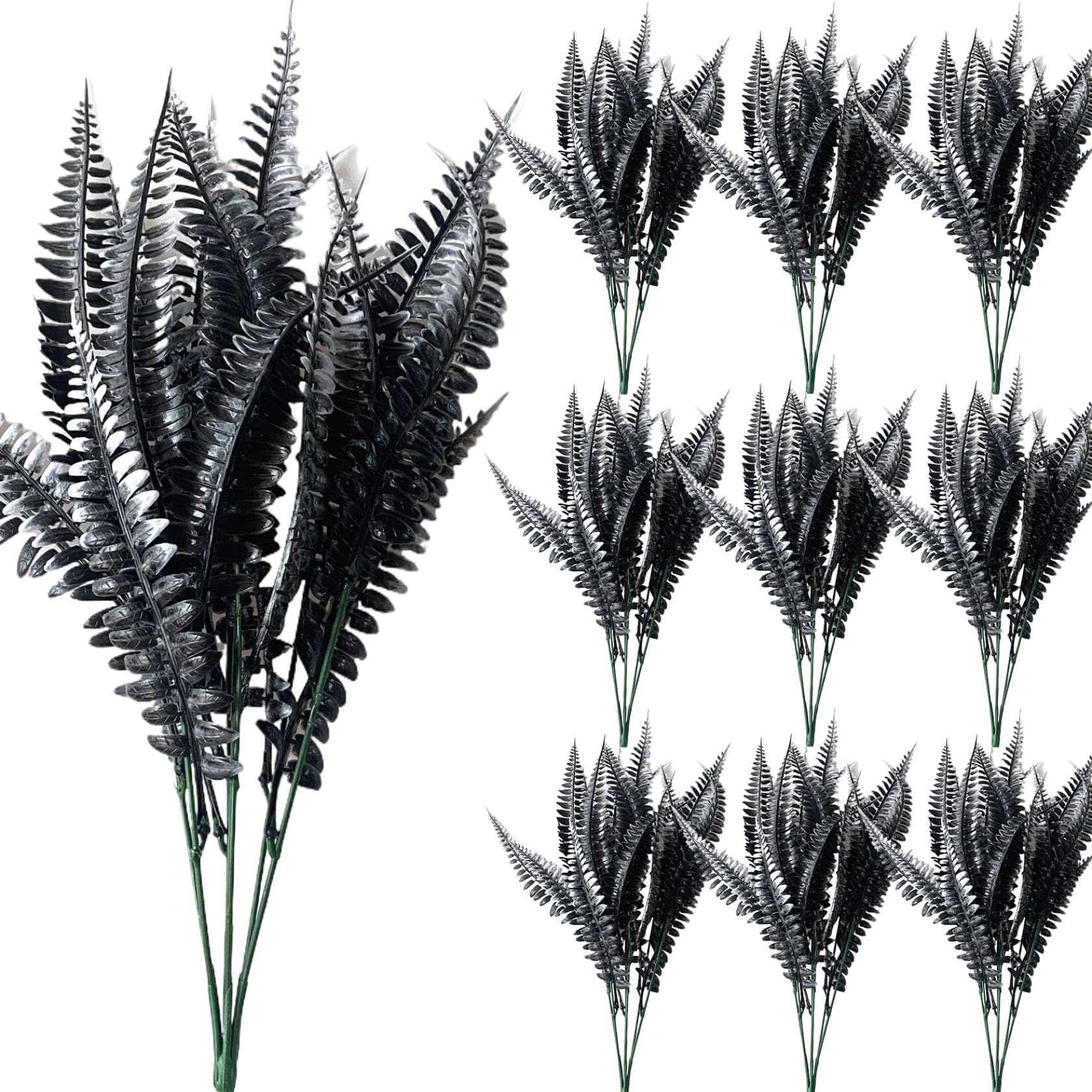 CNAFGBGG Ferns 10Pcs, Black, 14", Halloween Decor.