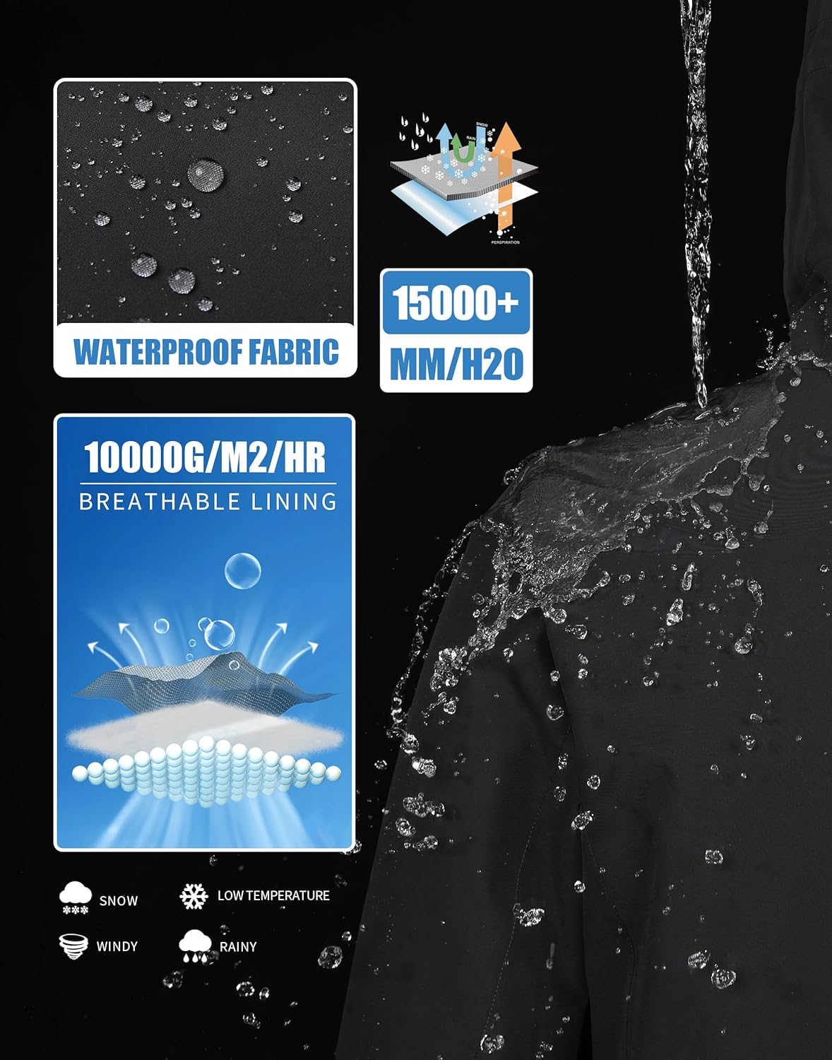 Pionner Camp Women's Ski Jacket 15k Waterproof Insulated Winter Snow Coat Rain Jacket for Skiing Snowboarding Hiking - Image 4